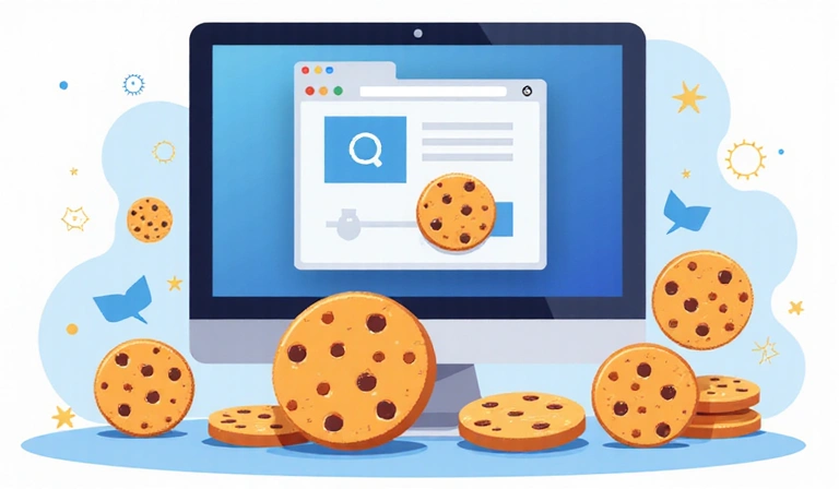Illustration von Cookies auf einer Website